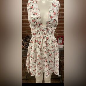 SHEIN Floral Print Dress with Red and Green Accents